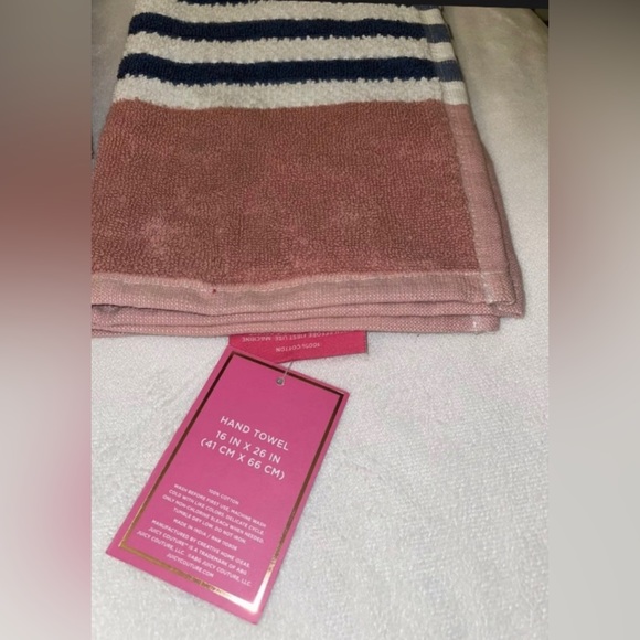 ๐HP๐New! Juicy Couture Pink/Navy Striped Logo Bath Towel 3 Piece Set๐ค๐ - Picture 5 of 10